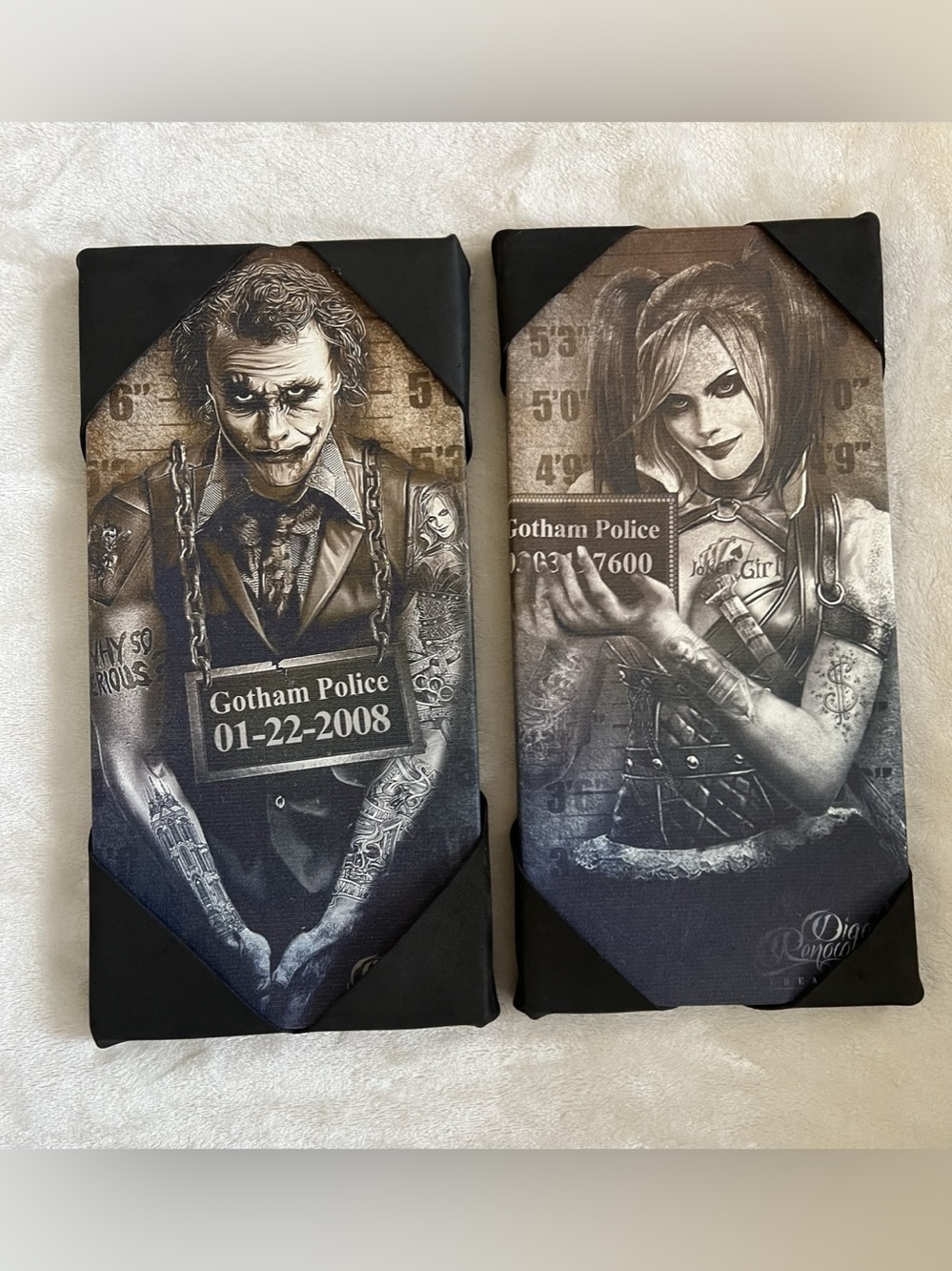 Digoli Renowned Gotham Mugshot Joker Gotham Mugshot Harley Quinn Canvas Wall Art